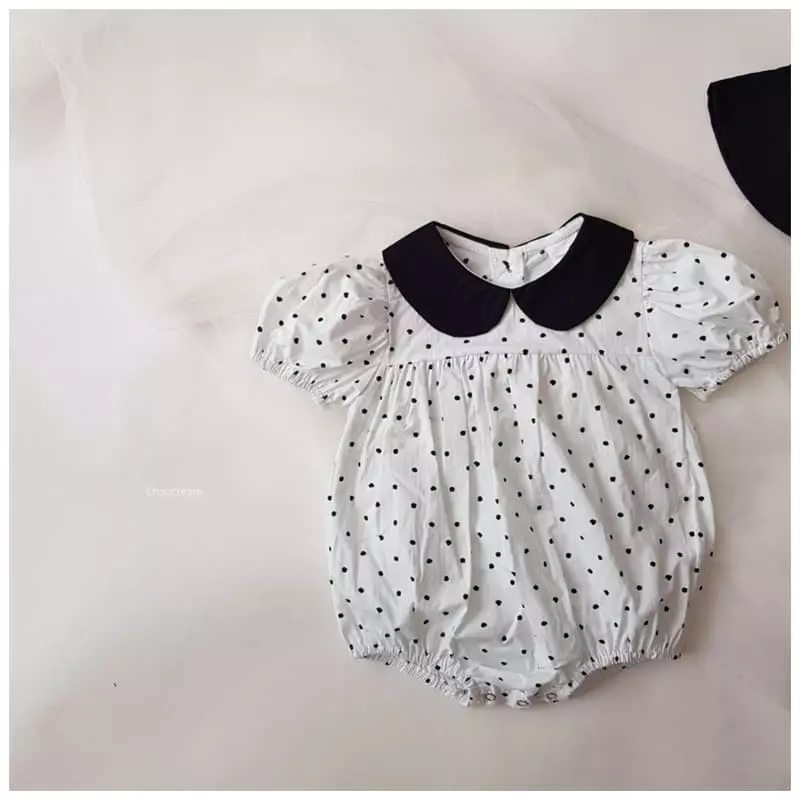 Choucream - Korean Baby Fashion - #babyboutique - Dot Collar Bodysuit - 2