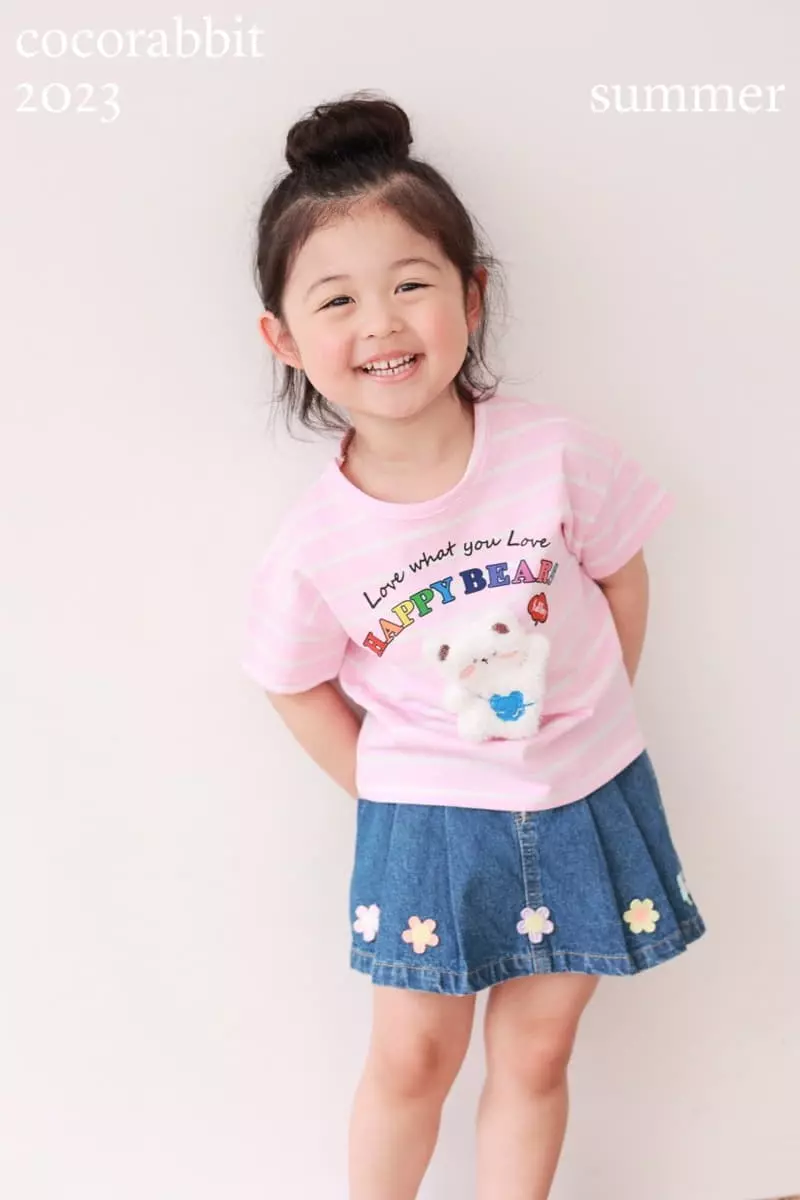 Coco Rabbit - Korean Children Fashion - #kidzfashiontrend - Stripes Happy Bear Tee - 7