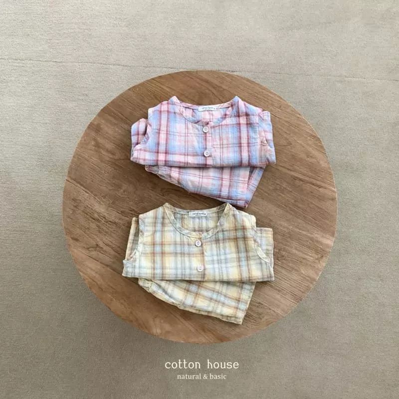 Cotton House - Korean Children Fashion - #magicofchildhood - Check Danjjak Set-up - 8