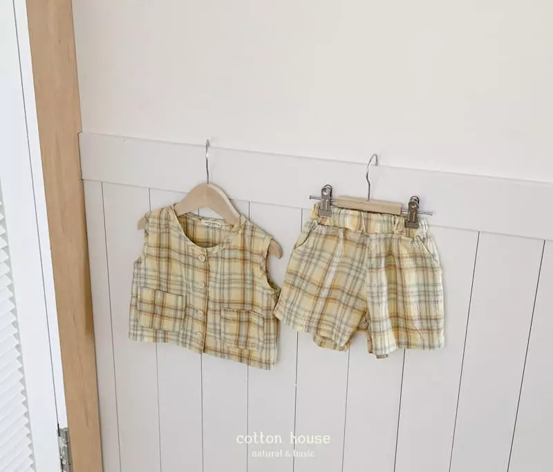 Cotton House - Korean Children Fashion - #minifashionista - Check Danjjak Set-up - 9