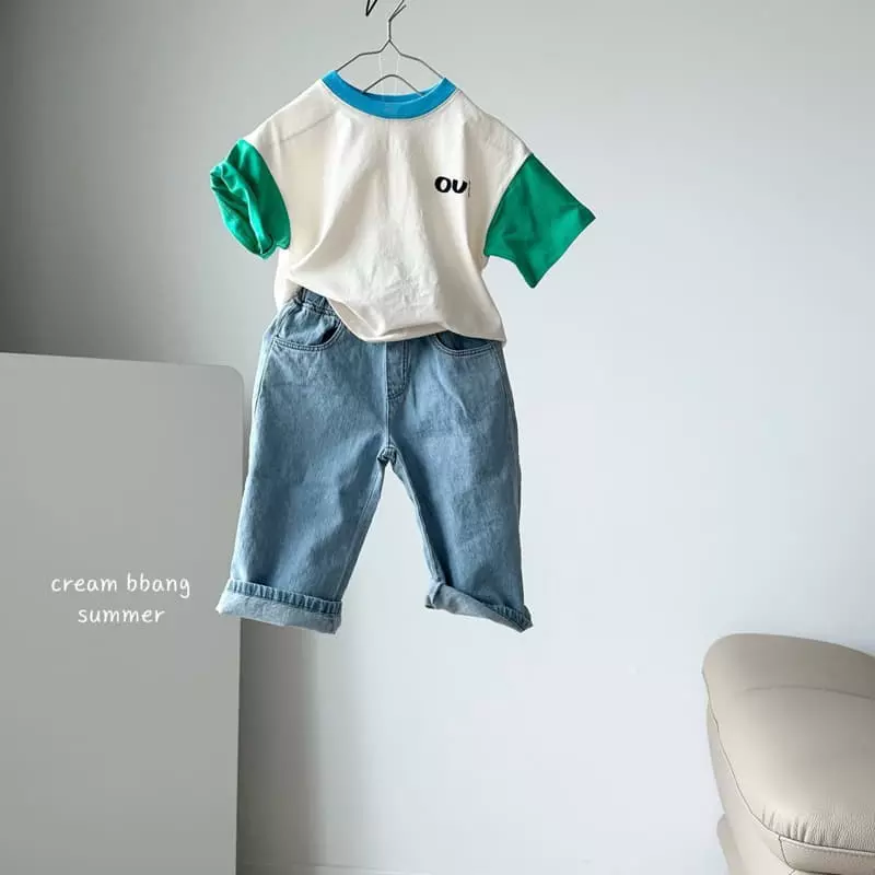 Cream Bbang - Korean Children Fashion - #childrensboutique - Sleeves Color Tee - 12