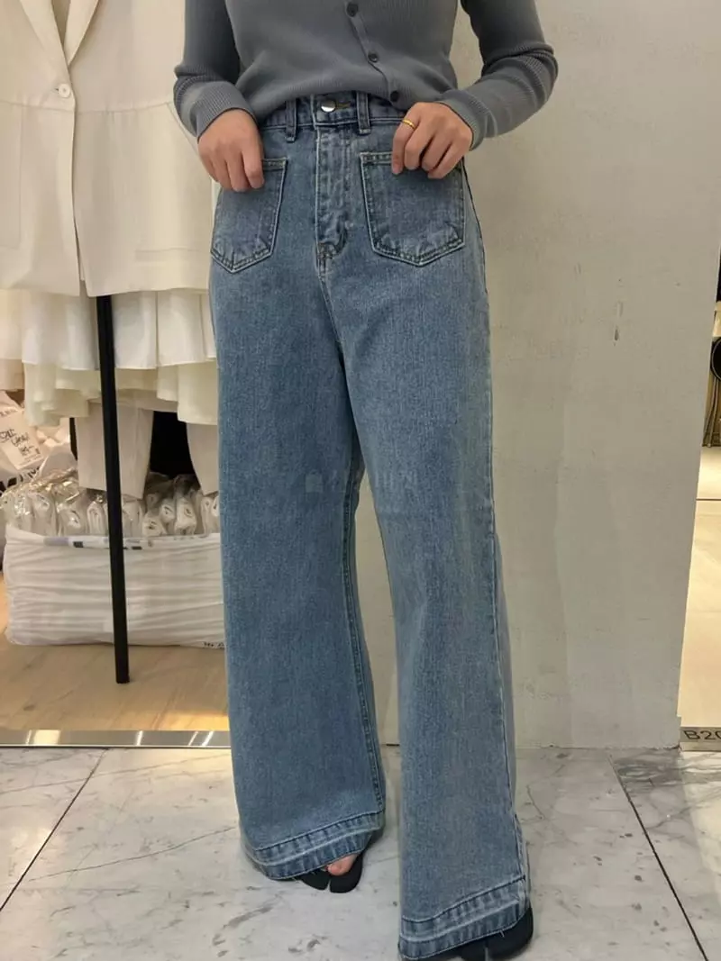 Credito - Korean Women Fashion - #vintageinspired - Front Wide Jeans - 5