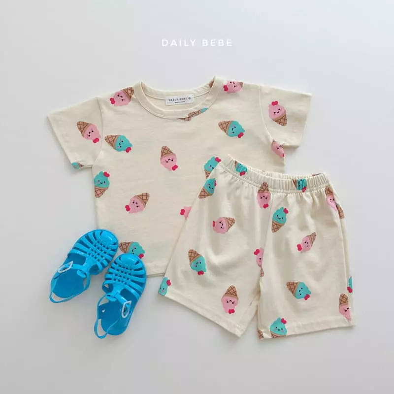 Daily Bebe - Korean Children Fashion - #Kfashion4kids - Ice Cream Top Bottom Set