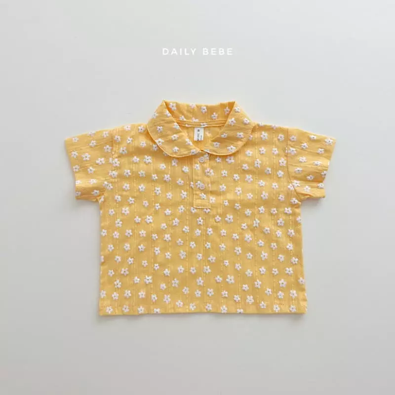 Daily Bebe - Korean Children Fashion - #childrensboutique - Flower Collar Top Bottom Set - 2