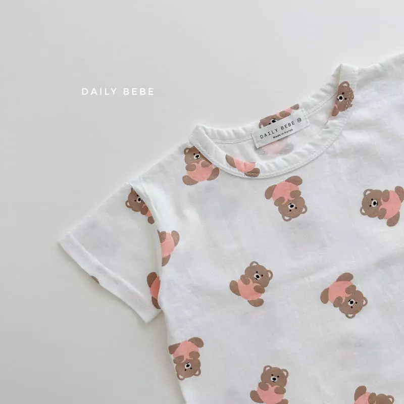 Daily Bebe - Korean Children Fashion - #kidsshorts - Heart Bear Tee - 6