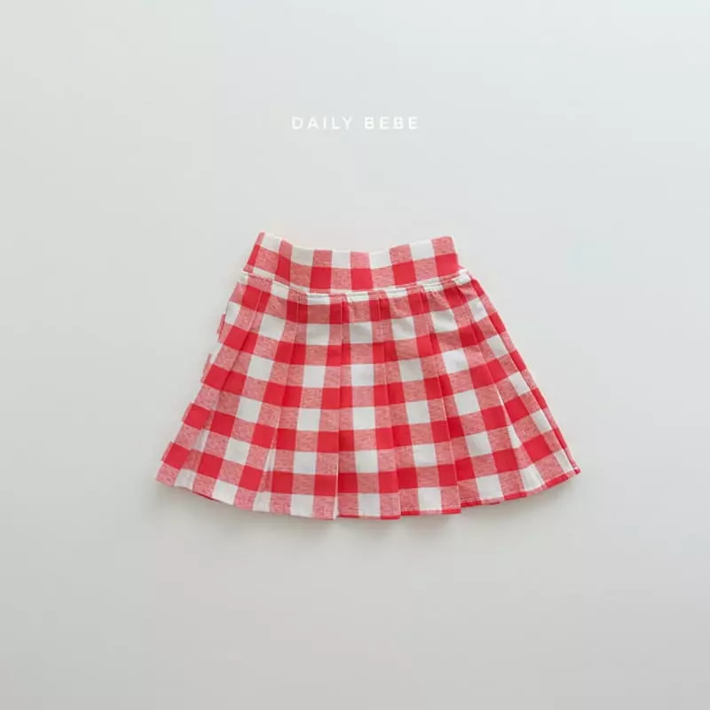 Daily Bebe - Korean Children Fashion - #kidzfashiontrend - Check Wrinkle Skirt - 2