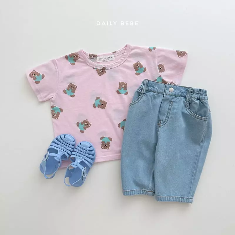 Daily Bebe - Korean Children Fashion - #littlefashionista - Heart Bear Tee - 10