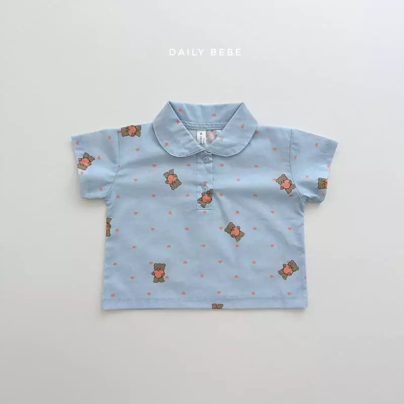 Daily Bebe - Korean Children Fashion - #magicofchildhood - Bear Collar Top Bottom Set - 10