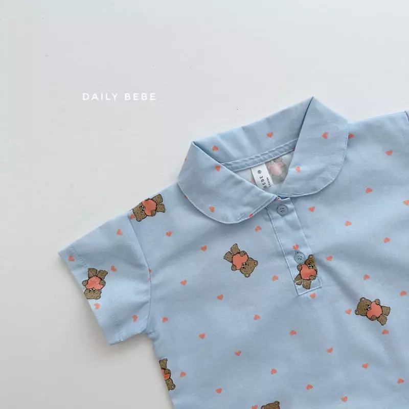 Daily Bebe - Korean Children Fashion - #prettylittlegirls - Bear Collar Top Bottom Set - 12