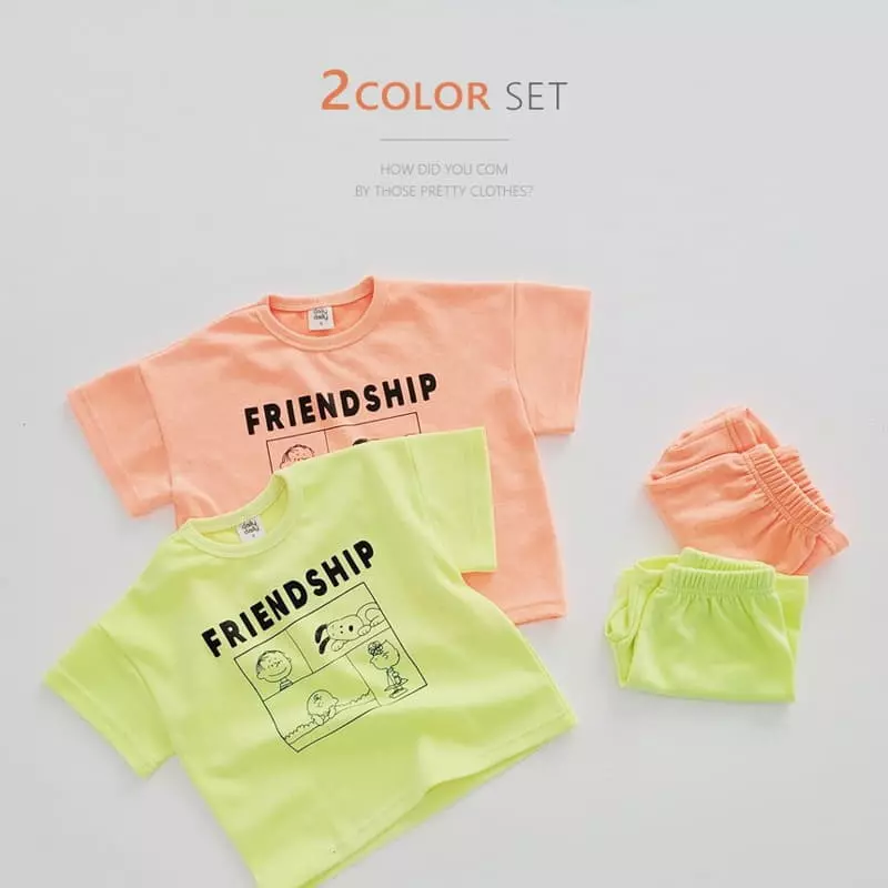 Daily Daily - Korean Children Fashion - #childofig - Neon Snup Dog Top Bottom Set