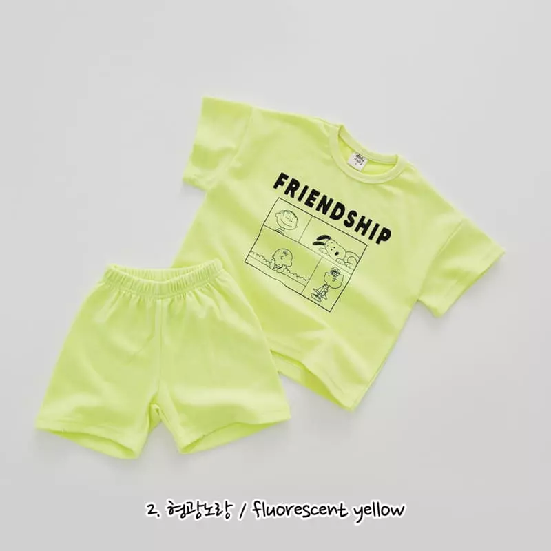 Daily Daily - Korean Children Fashion - #designkidswear - Neon Snup Dog Top Bottom Set - 4
