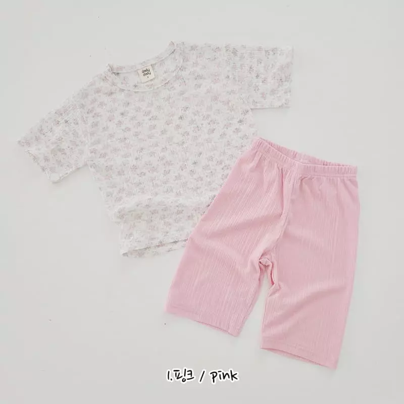 Daily Daily - Korean Children Fashion - #minifashionista - Flower Pleats Top Bottom Set - 3