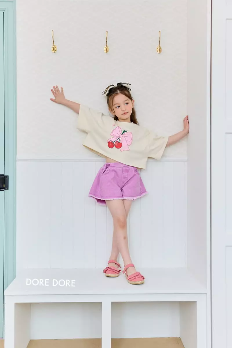 Dore Dore - Korean Children Fashion - #childrensboutique - Ribbon Cherry Crop Tee - 3