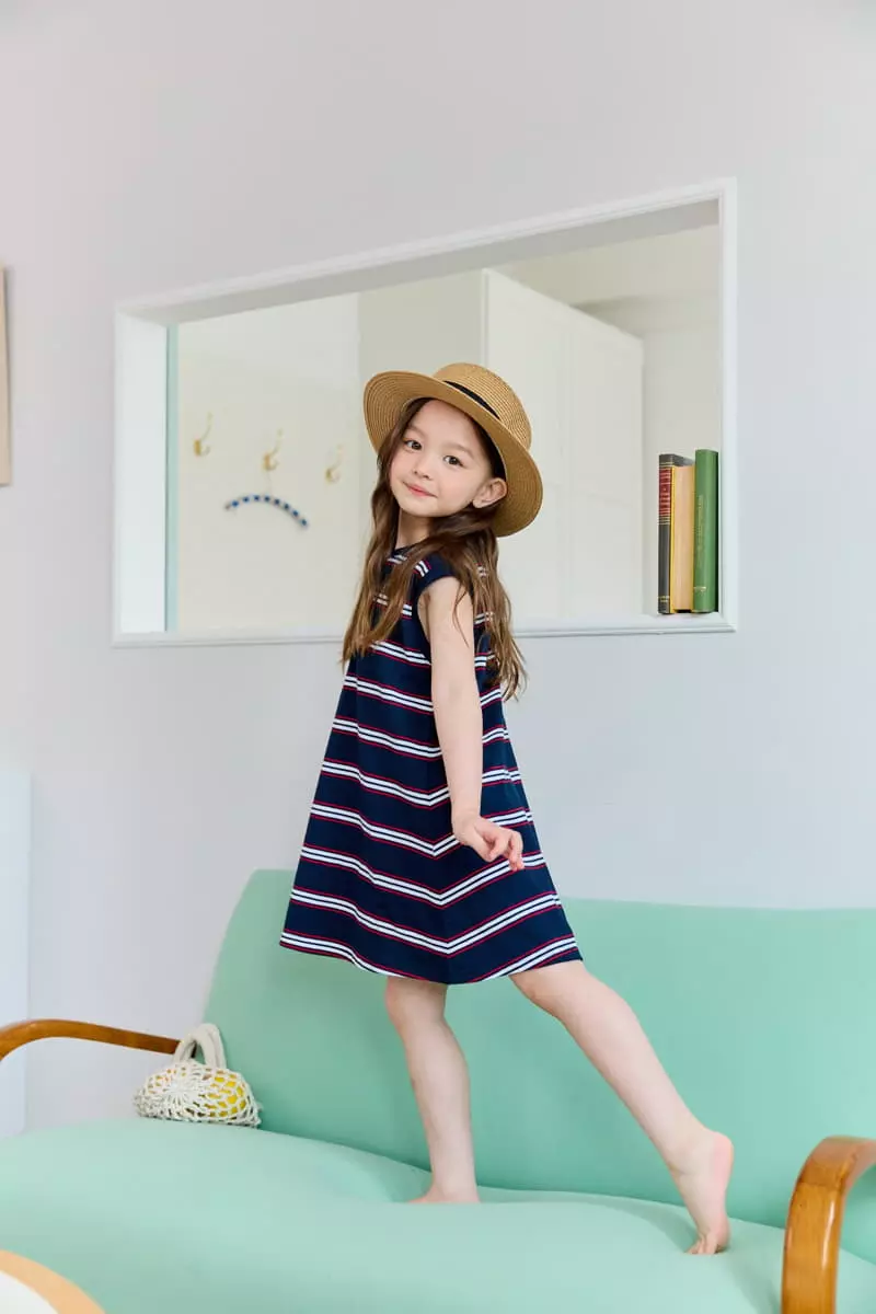 Dore Dore - Korean Children Fashion - #kidzfashiontrend - A Line Stripes One-piece - 11
