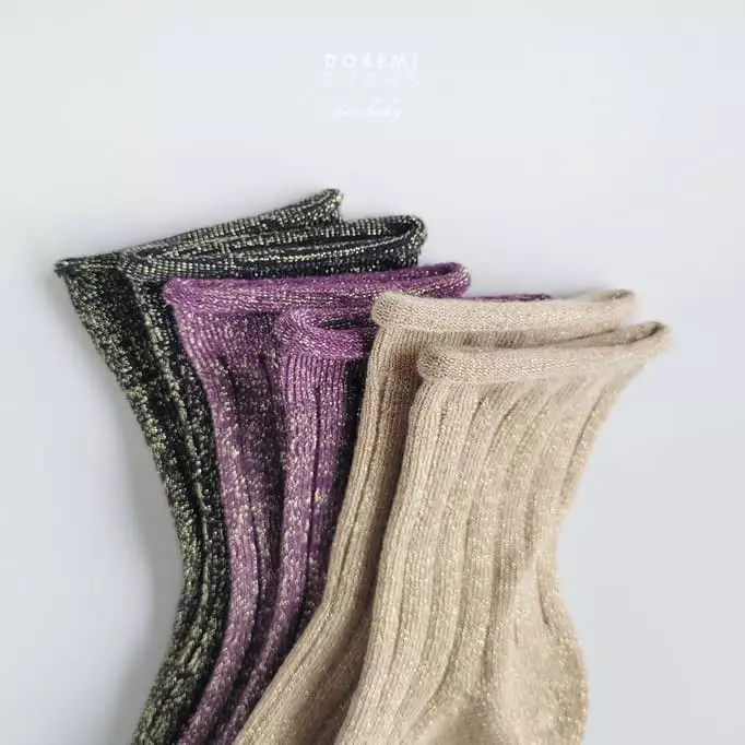 Doremi Socks - Korean Children Fashion - #kidsshorts - Glitter Gold Socks - 3