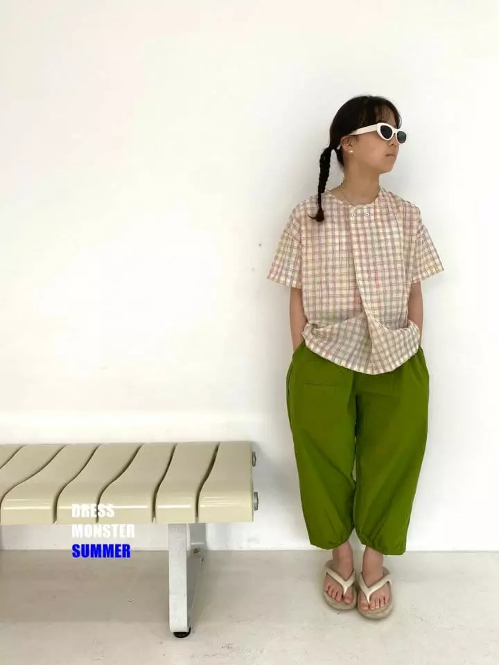 Dress Monster - Korean Junior Fashion - #magicofchildhood - Check Wrap Shirt - 4