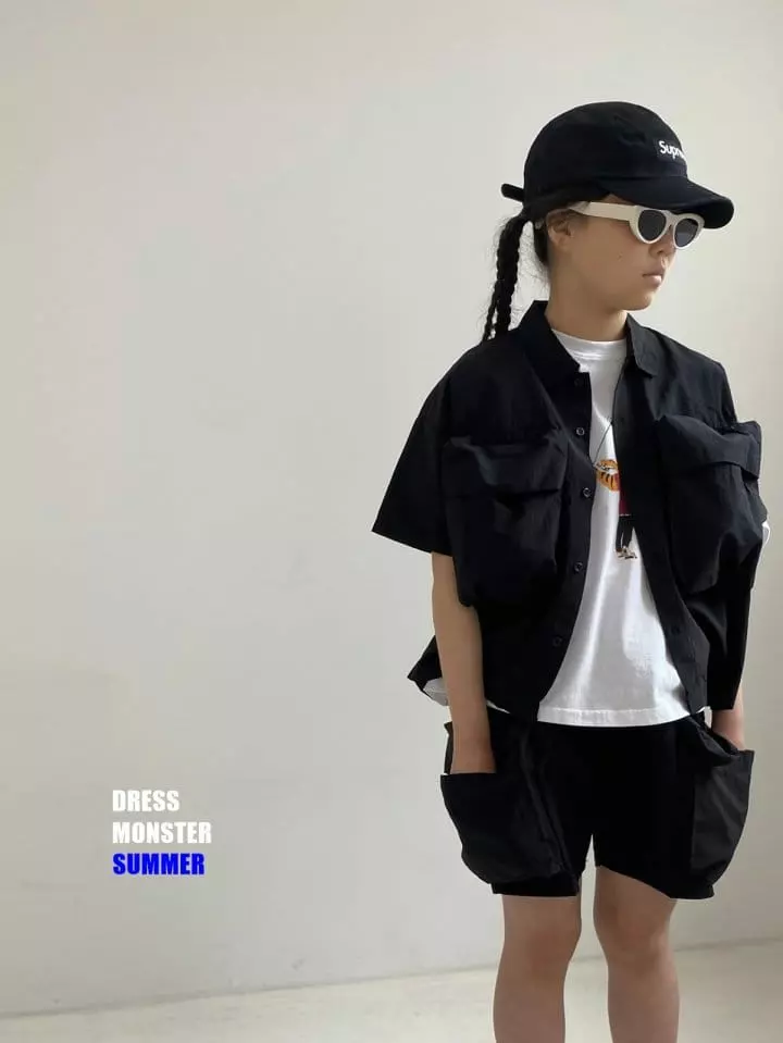 Dress Monster - Korean Junior Fashion - #minifashionista - Big Pocket Top Bottom Set - 2
