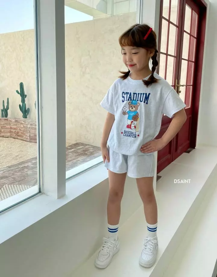 Dsaint - Korean Children Fashion - #Kfashion4kids - Base Ball Bear Top Bottom Set - 12