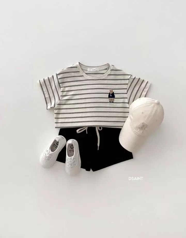 Dsaint - Korean Children Fashion - #designkidswear - Two Line Bear Embrodiery Tee - 7