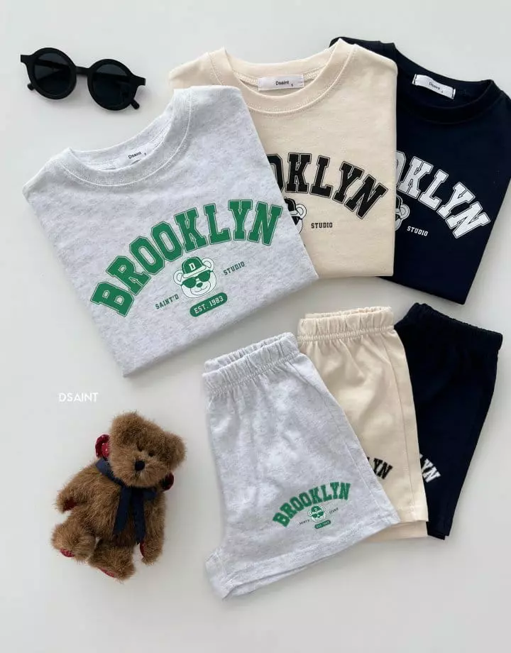 Dsaint - Korean Children Fashion - #fashionkids - Bear Brok Top Bottom Set - 2
