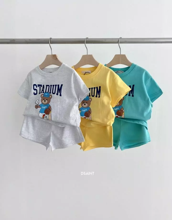 Dsaint - Korean Children Fashion - #todddlerfashion - Base Ball Bear Top Bottom Set