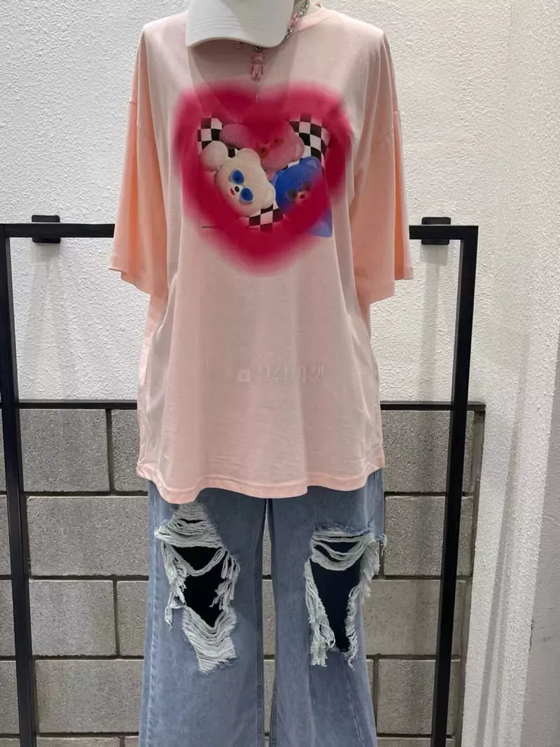 Eve - Korean Women Fashion - #momslook - Paint Bear Tee - 3