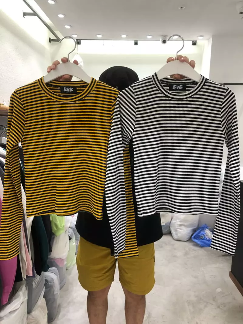 Eve - Korean Women Fashion - #momslook - Stripes Crop Tee - 5