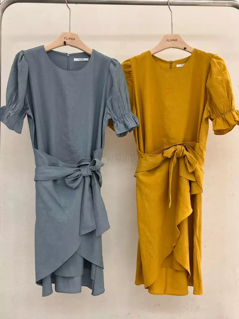 Flipar - Korean Women Fashion - #momslook - Linen Wrap One-piece