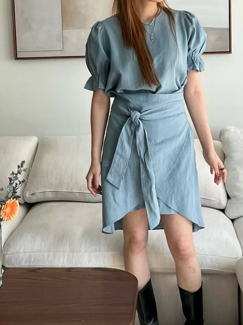 Flipar - Korean Women Fashion - #momslook - Linen Wrap One-piece - 11