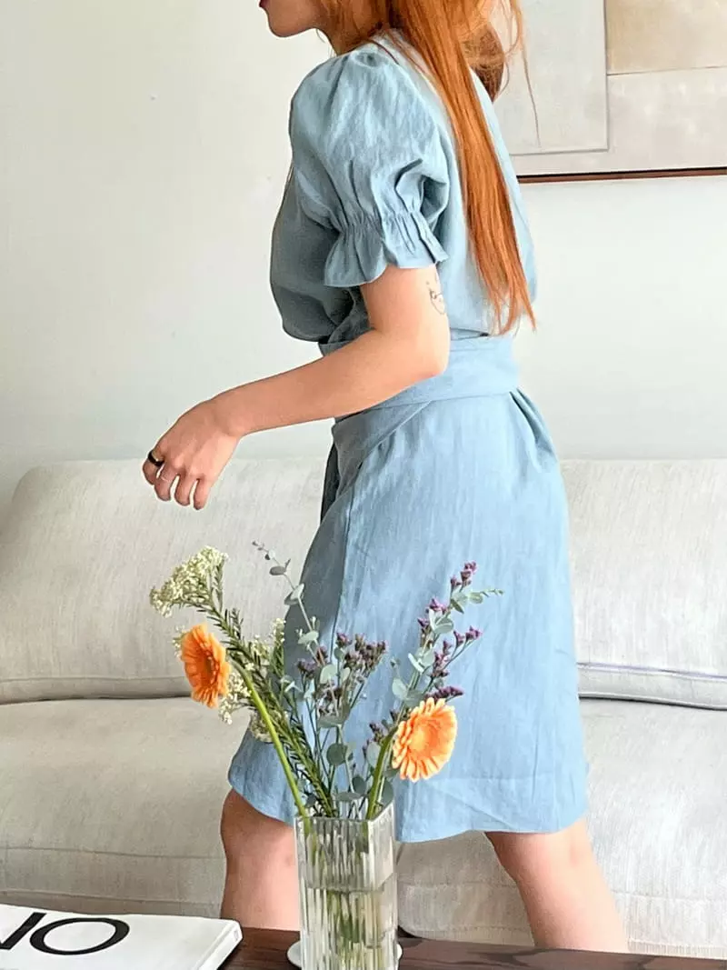 Flipar - Korean Women Fashion - #momslook - Linen Wrap One-piece - 12