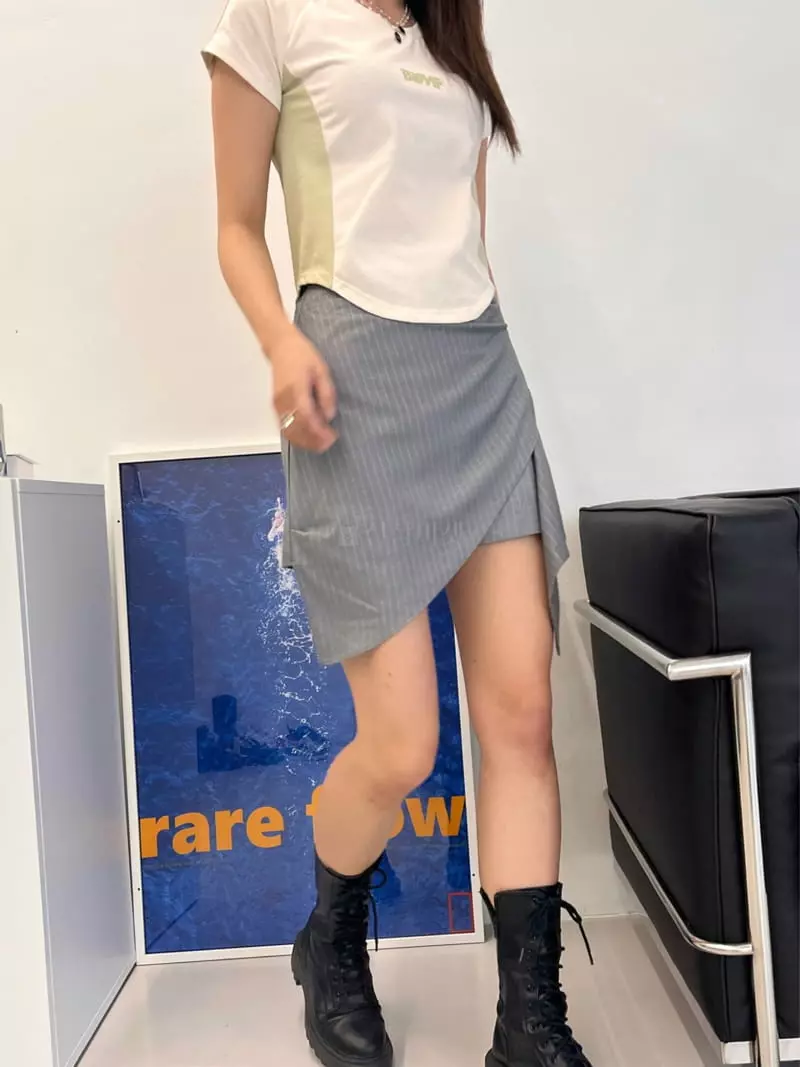 Flipar - Korean Women Fashion - #momslook - Stripes Unbal Skirt