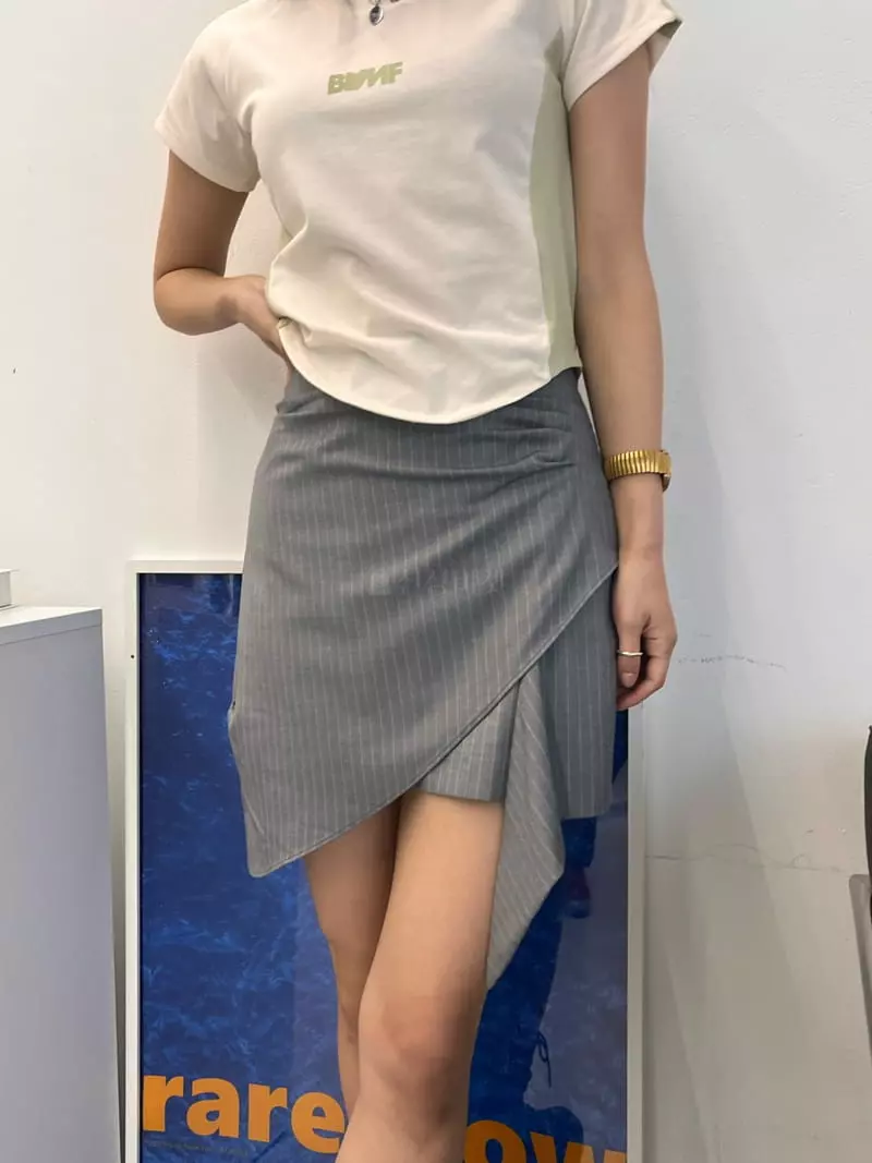 Flipar - Korean Women Fashion - #momslook - Stripes Unbal Skirt - 6