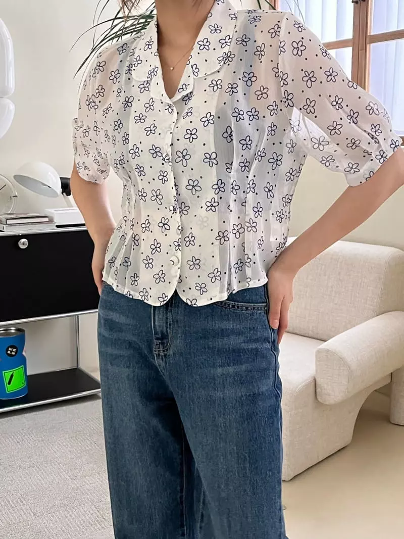 Flipar - Korean Women Fashion - #restrostyle - Flower Blouse - 9