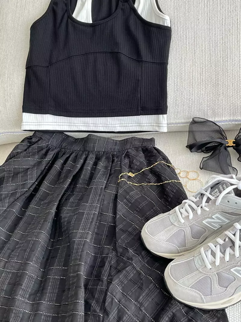 Flipar - Korean Women Fashion - #restrostyle - Check Balloon Skirt - 2