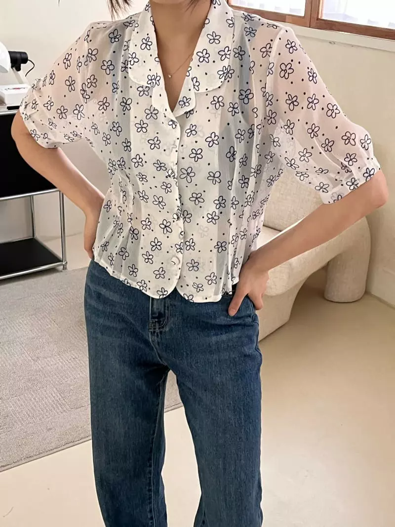 Flipar - Korean Women Fashion - #vintagekidsstyle - Flower Blouse - 7