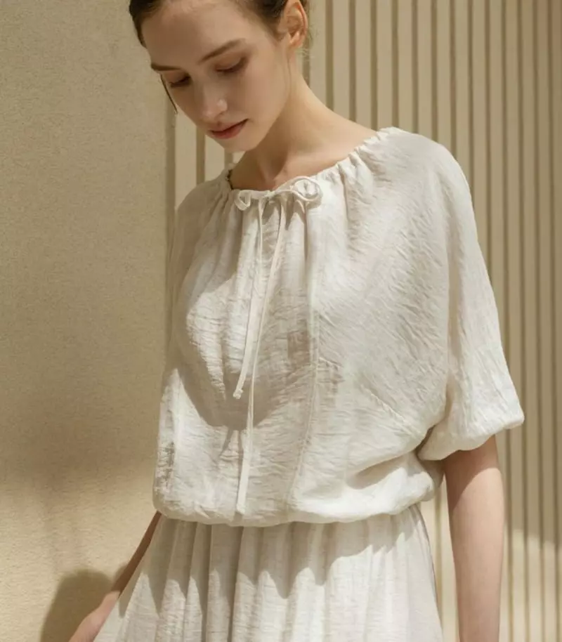 Floaty - Korean Women Fashion - #momslook - Linen Off Blouse - 9