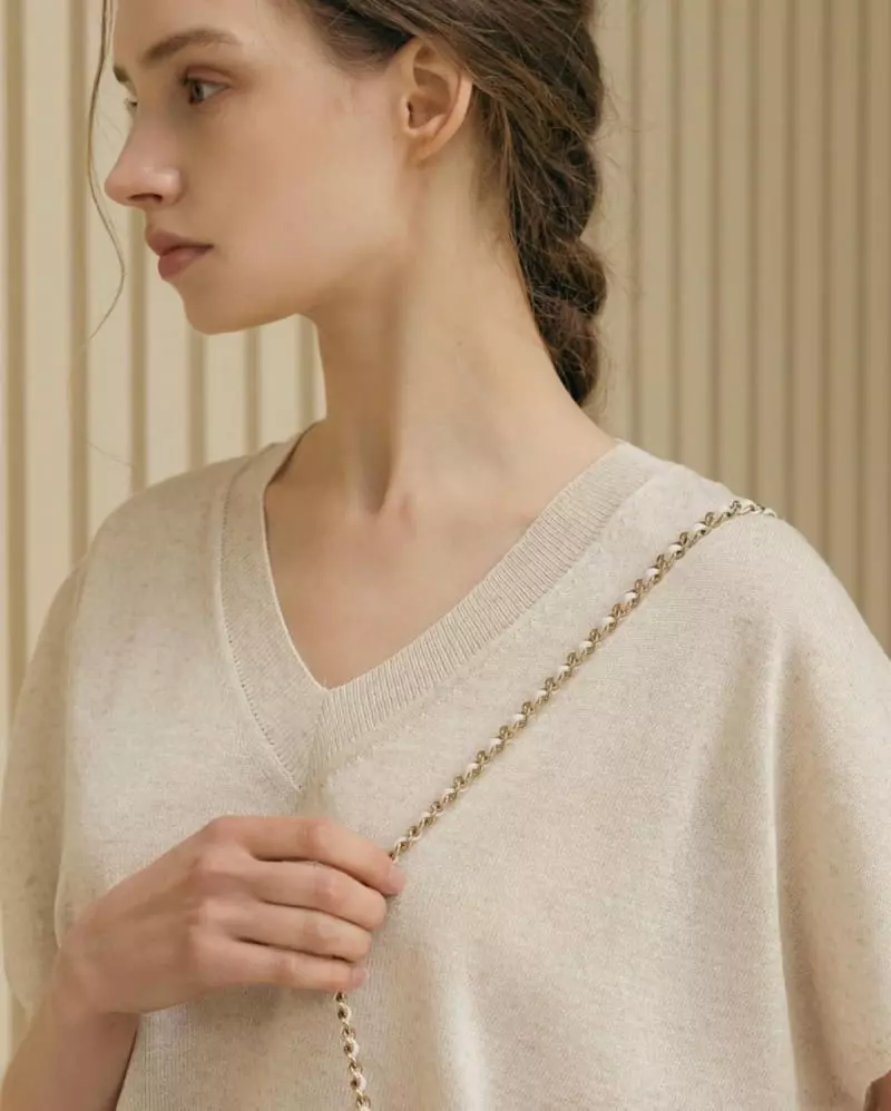Floaty - Korean Women Fashion - #momslook - Linen Alie V Neck Loose Fit Knit Tee - 6