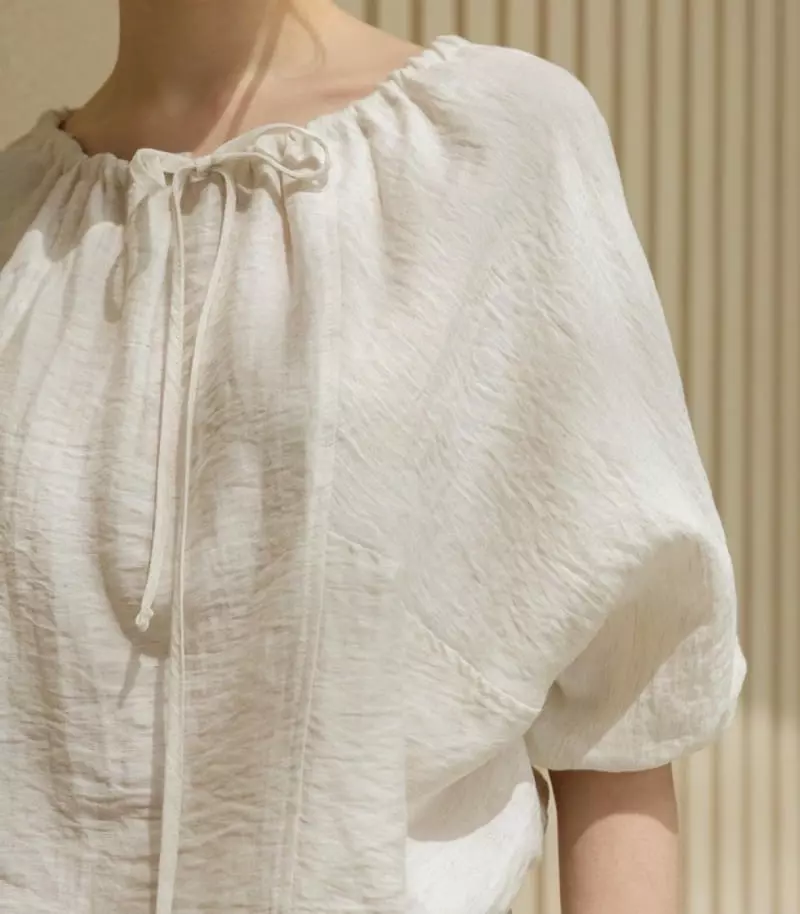 Floaty - Korean Women Fashion - #womensfashion - Linen Off Blouse - 11