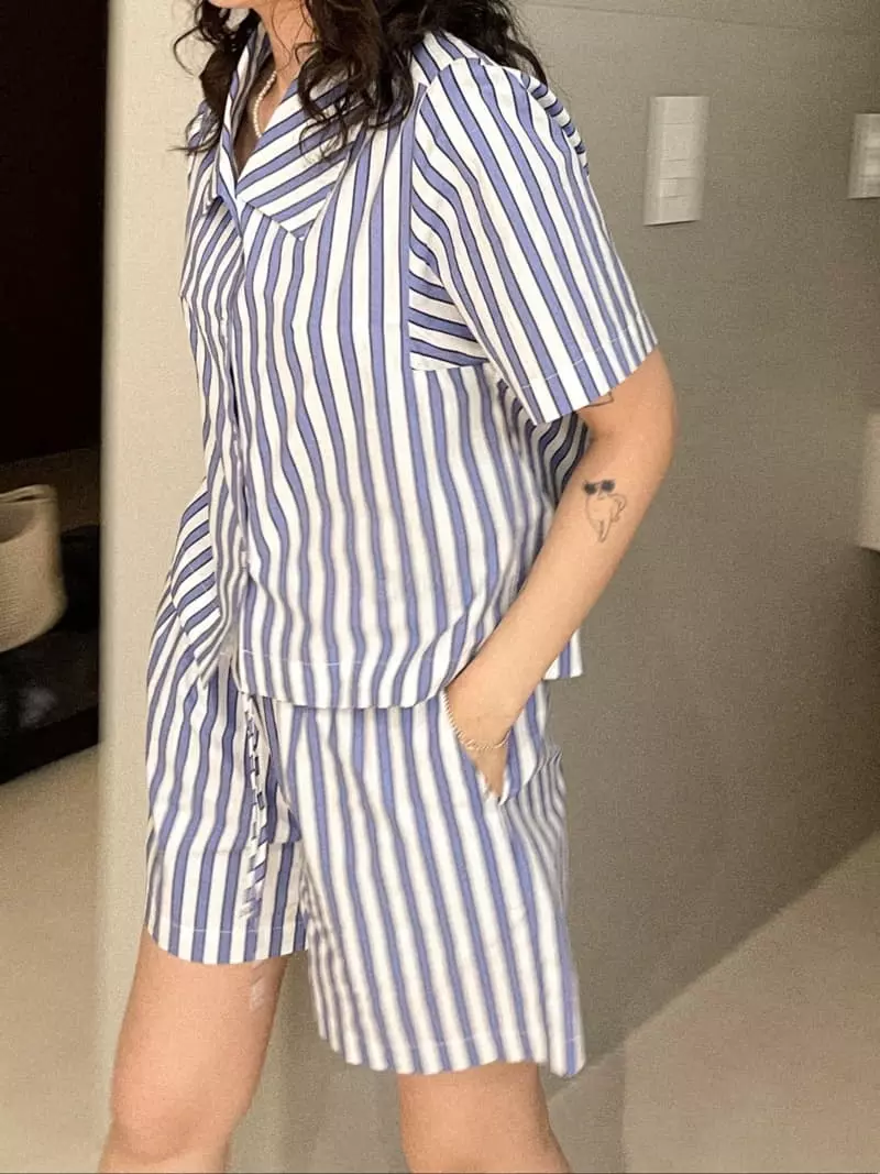 Fric - Korean Women Fashion - #womensfashion - Jim Stripes Shirt