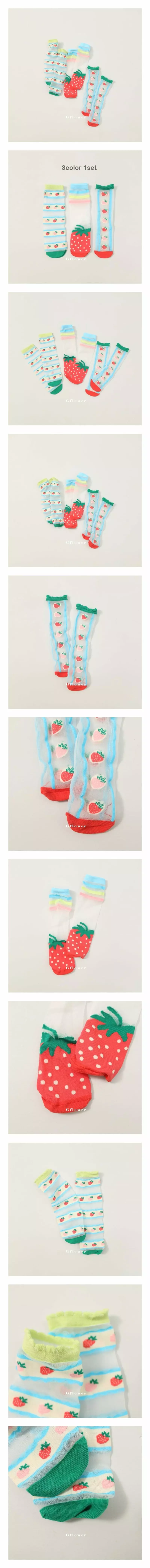 G Flower - Korean Children Fashion - #kidsshorts - See Through Strawberry Knee Socks