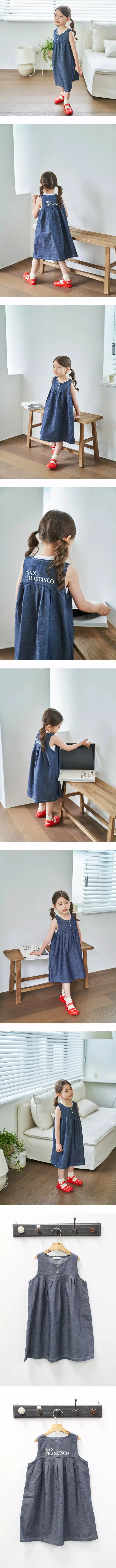 Green Tomato - Korean Children Fashion - #discoveringself - Denim Sleeveless One-piece