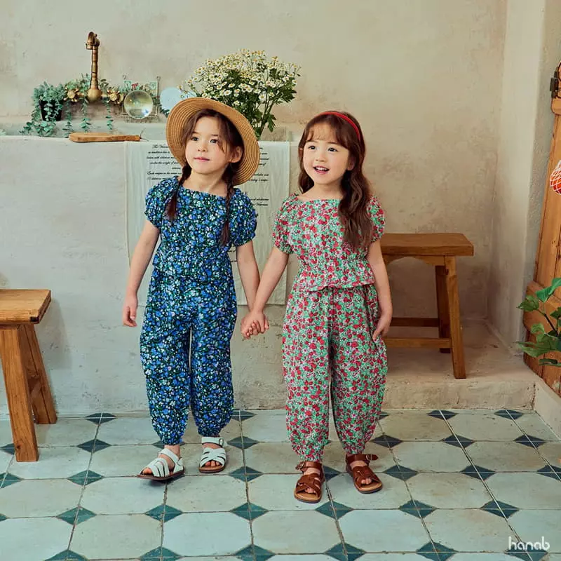 Hanab - Korean Children Fashion - #childrensboutique - Garden Flower Top Bottom Set - 2