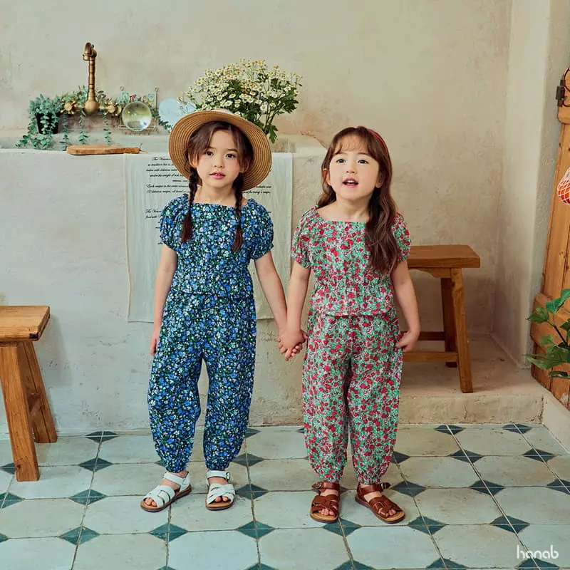 Hanab - Korean Children Fashion - #kidsstore - Garden Flower Top Bottom Set - 6