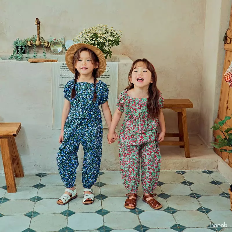 Hanab - Korean Children Fashion - #kidzfashiontrend - Garden Flower Top Bottom Set - 7