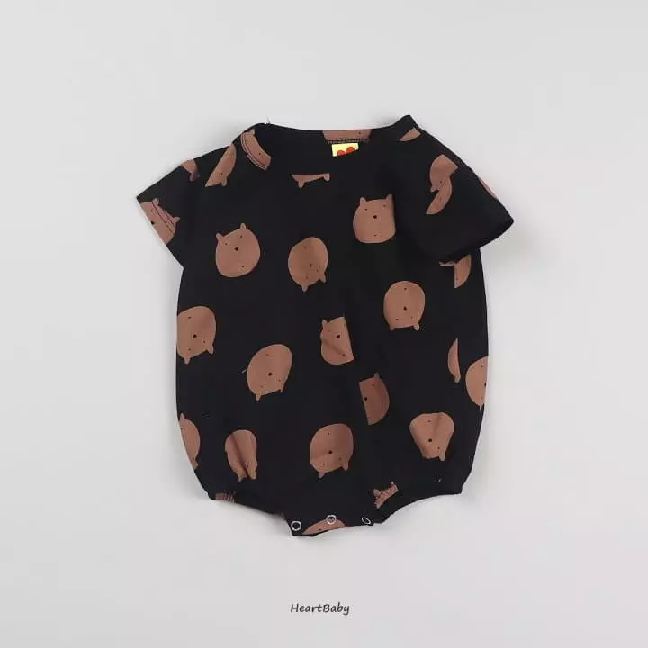 Heart Baby - Korean Baby Fashion - #babylifestyle - Bear Face Short Sleeves Bodysuit - 6