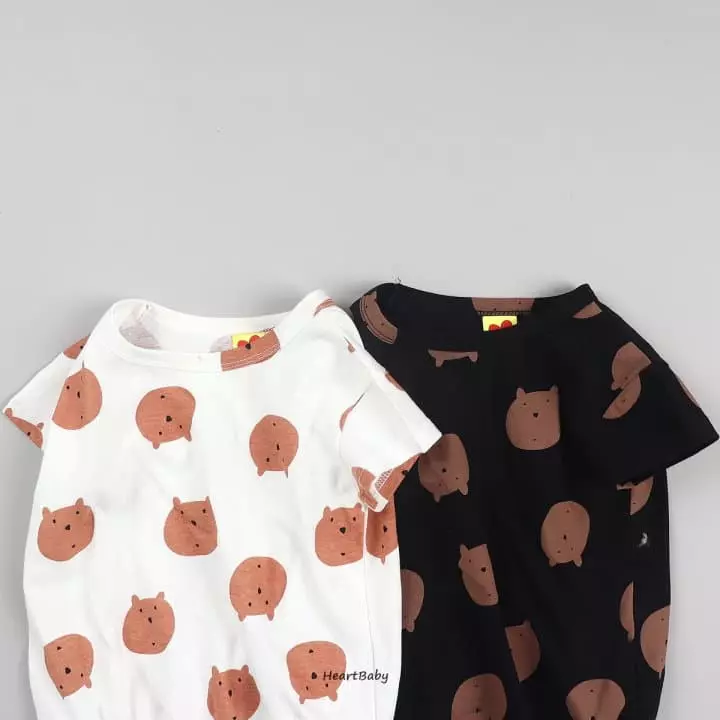 Heart Baby - Korean Baby Fashion - #babyoninstagram - Bear Face Short Sleeves Bodysuit - 7