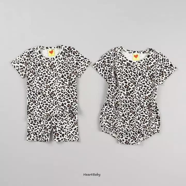 Heart Baby - Korean Children Fashion - #childofig - Leopard Short Sleeves Easywear