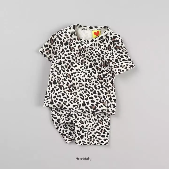 Heart Baby - Korean Children Fashion - #childrensboutique - Leopard Short Sleeves Easywear - 3