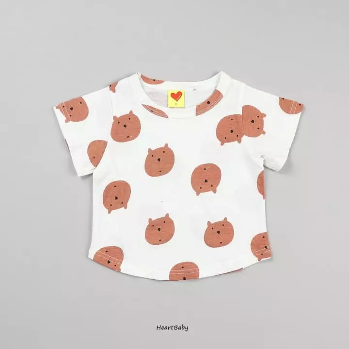 Heart Baby - Korean Children Fashion - #magicofchildhood - Bear Face Short Sleeves Easywear - 9
