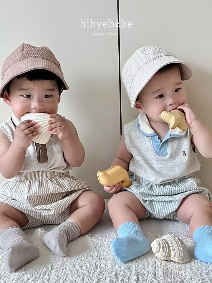 Hi Byebebe - Korean Baby Fashion - #babyclothing - V Neck Collar Top Bottom Set